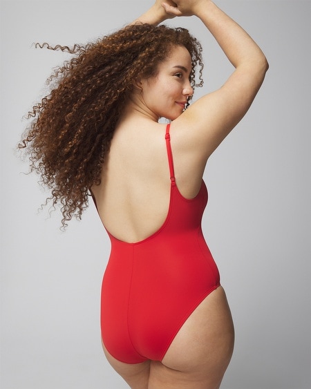 Shop Soma Women's  Swim Deep Plunge Bra One-piece Swimsuit In Sunset Size 12