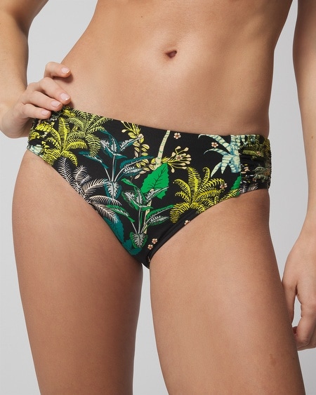 Shop Soma Women's Swim Ruched Bikini Bottoms In Black Size Xl In Oasis Palms Black