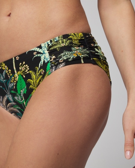 Shop Soma Women's Swim Ruched Bikini Bottoms In Black Size Xl In Oasis Palms Black