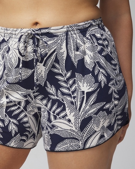 Shop Soma Women's Cool Nights Printed Pajama Shorts In Patterned Palms Navy Size Xs |