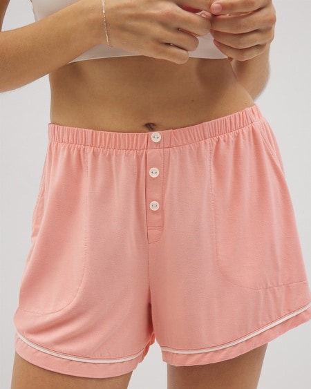 SOMA WOMEN'S COOL NIGHTS PIPED PAJAMA SHORTS IN SOLID RED SIZE 2XL | SOMA PAJAMA SETS