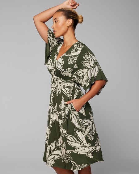 Shop Soma Women's Soft Jersey Flutter Sleeve Short Bra Dress In Green Size Xs |