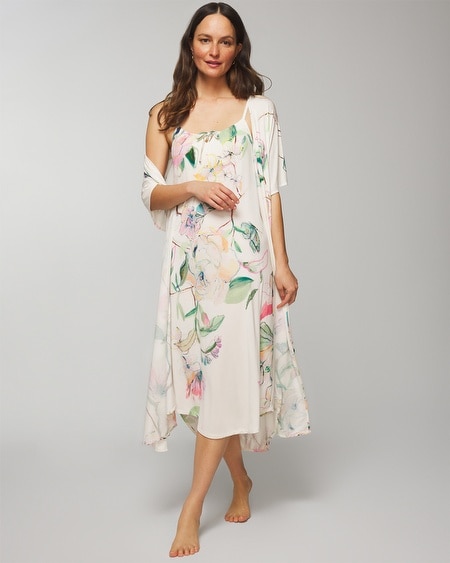Shop Soma Women's Cool Nights Midi Robe In Ivory Size Small/medium |  In Sketchbook Flora G Ivory