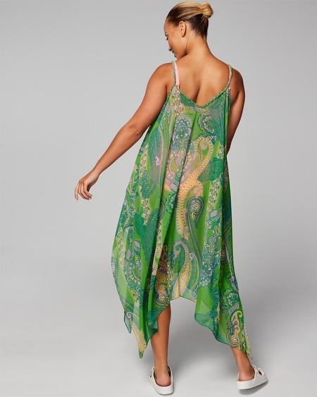 Shop Soma Women's  Swim Chiffon Scarf-hem Cover-up In Green Paisley In Ornamental Paisley G Grn