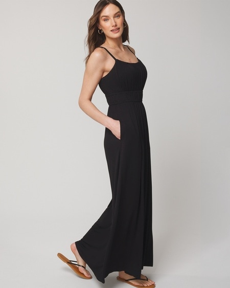 Shop Soma Women's Soft Jersey Shirred Bodice Maxi Bra Dress In Black Size Medium |