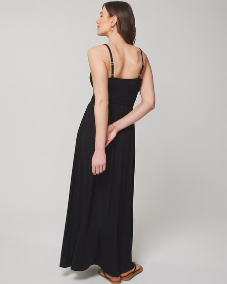 Shop Soma Women's Soft Jersey Shirred Bodice Maxi Bra Dress In Black Size Medium |