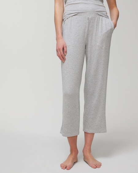 Shop Soma Women's Lightweight Ribbed Knit Cropped Pajama Pants In Gray Size Small |