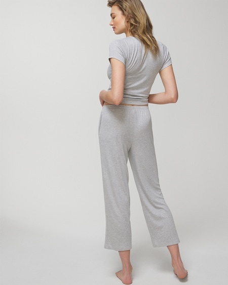 Shop Soma Women's Lightweight Ribbed Knit Cropped Pajama Pants In Gray Size Medium |