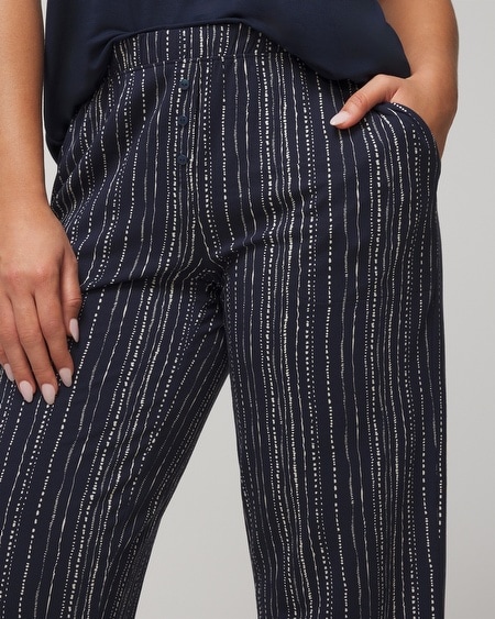 Shop Soma Women's Cool Nights Sleep Tank Top + Crop Pajama Pants Set In Navy Blue Size Xs |  In Meandering Stripe V Navy