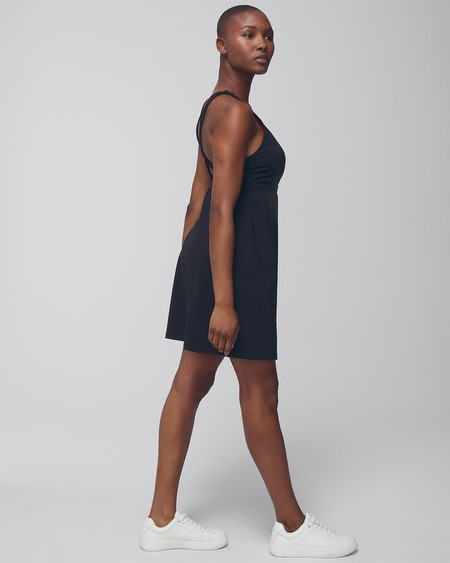 Shop Soma Women's 24/7 Strappy Back Sport Dress In Patterned Palms Black Size Xs |
