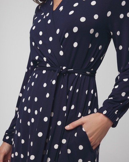 Shop Soma Women's Cool Nights Short Robe In Merry Dot G Navy/ivory Size Large/xl |