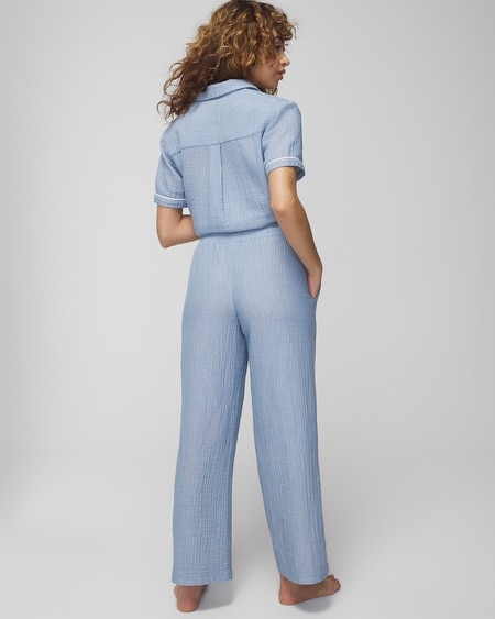Shop Soma Women's Cotton Gauze Pajama Pants In Dbl Cloth Bw Stripe Size Xs |