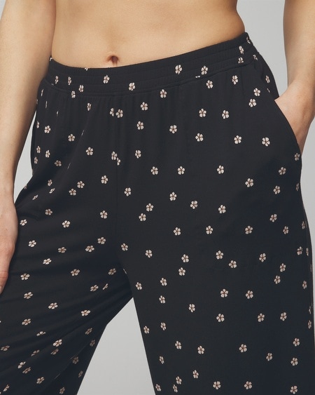 Shop Soma Women's Cool Nights Cropped Pajama Pants In Plumeria Dot Black Size Small |