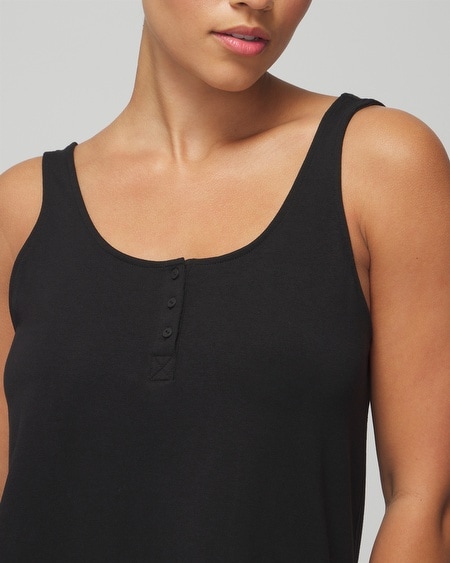 Shop Soma Women's Most Loved Cotton Henley Tank Top In Black Size Xl |