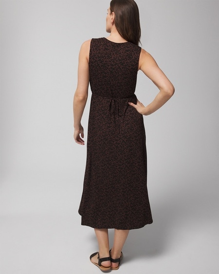 Shop Soma Women's Soft Jersey Tie Back Midi Dress In Oasis Palms G Black/ws Size Xs |