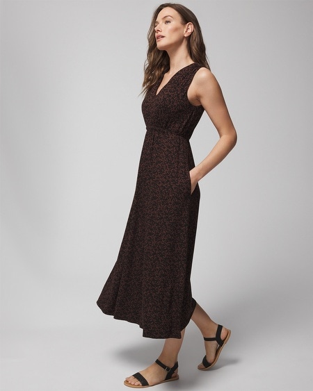 Shop Soma Women's Soft Jersey Tie Back Midi Dress In Oasis Palms G Black/ws Size Xs |
