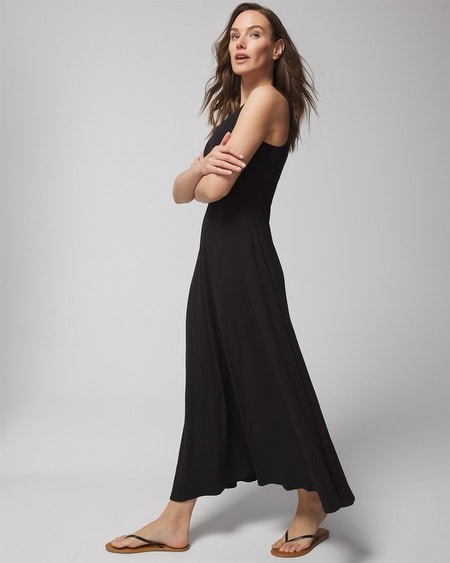 Shop Soma Women's Ribbed Tank Top Maxi Bra Dress In Black Size Medium |