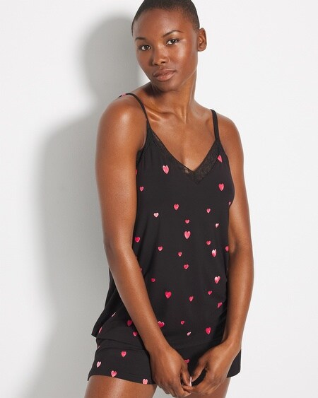 SOMA WOMEN'S COOL NIGHTS LACE TRIM CAMI PAJAMA TOP IN BLACK SIZE 2XL | SOMA PAJAMA SETS
