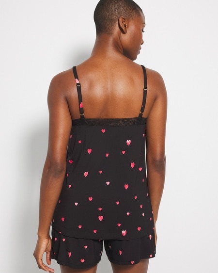 SOMA WOMEN'S COOL NIGHTS LACE TRIM CAMI PAJAMA TOP IN BLACK SIZE 2XL | SOMA PAJAMA SETS