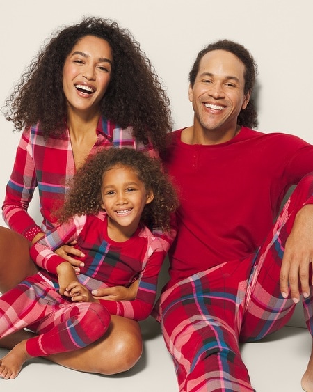 SOMA WOMEN'S COTTON MODAL LONG SLEEVE NOTCH COLLAR PAJAMA TOP IN RED SIZE LARGE | SOMA PAJAMA SETS