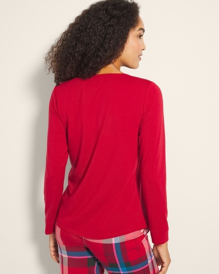 Soma Women's Cotton Modal Long Sleeve Pajama Top In Red Size Xl |  Pajama Sets In Paint The Town Red