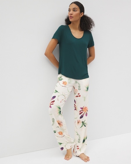 SOMA WOMEN'S COOL NIGHTS SHORT SLEEVE + PANTS PAJAMA SET IN NAVY BLUE SIZE MEDIUM PETITE | SOMA GIFTS FOR