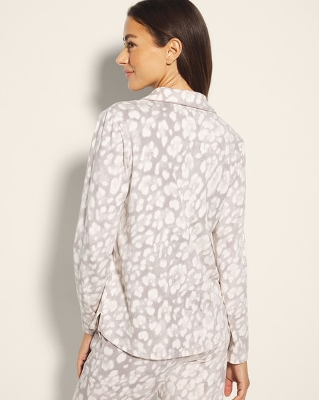 SOMA WOMEN'S COTTON MODAL LONG SLEEVE NOTCH COLLAR PAJAMA TOP IN LEOPARD PRINT SIZE 2XL | SOMA PAJAMA SET