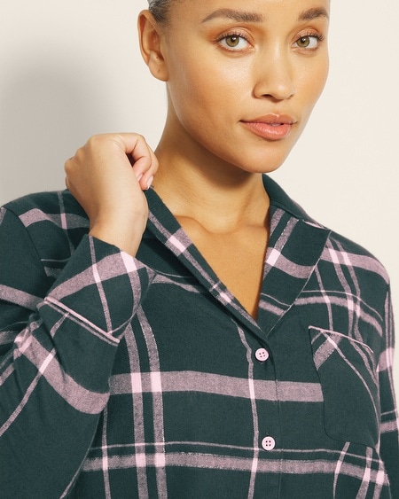 SOMA WOMEN'S FLANNEL SUPER SOFT LONG SLEEVE PAJAMA TOP IN RED SIZE XL | SOMA PAJAMA SETS
