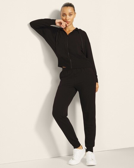 Soma Women's Ultra Soft Fleece Jacket In Black Size Medium | In Black
