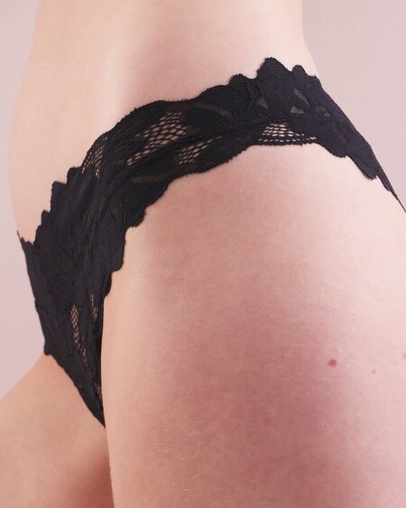 Shop Soma Women's Tanga Panty With Lace In Black Size Large | 's Sexiest Lingerie