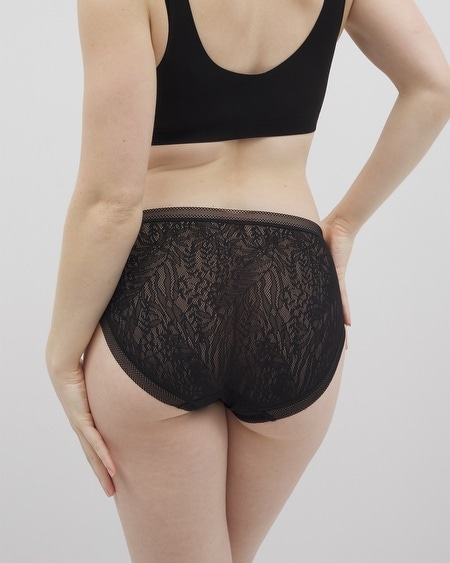 Soma Women's  High-leg Panty With Stretch Lace In Orange Size Xs In Peach Parfait
