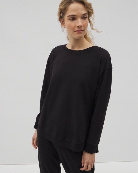Shop Soma Women's Essential Terry Crewneck Sweatshirt In Black Size Xs | Gifts For Mom