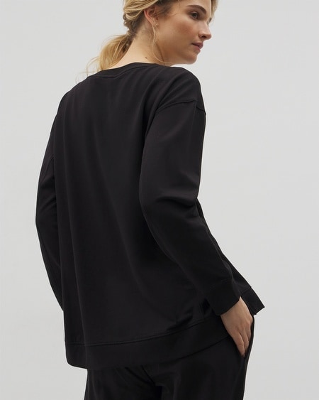 Shop Soma Women's Essential Terry Crewneck Sweatshirt In Black Size Xs | Gifts For Mom