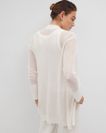 Soma Women's Open Stitch Cardigan In Gray Size Medium | In Salt Mist