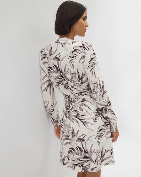 Shop Soma Women's Cool Nights Long Sleeve Short Robe In Black Size Large | In Rhapsody Flora Black