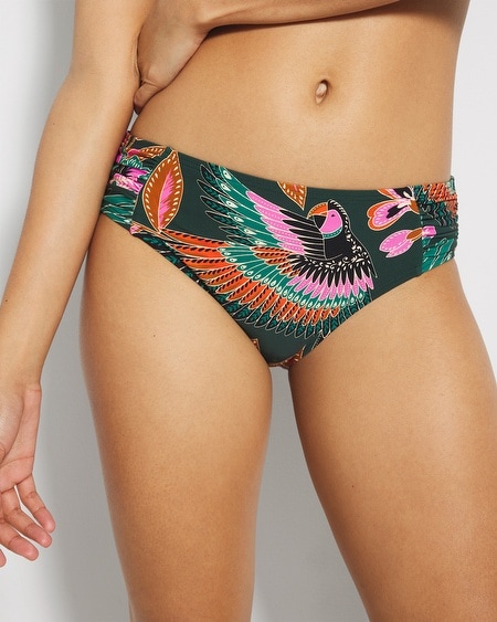 Soma Women's Swim Ruched Side Bikini Bottom In Green Size Small In Parrot-ise Lush Emerald