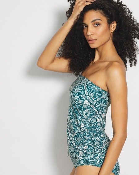 Soma Women's Swim Bandeau Tankini Top In Green Size 2xl In Amazonia Tile M Deep Teal