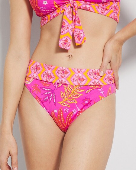 Soma Women's Bleu Rod Desert Bloom Foldover High-waist Swim Bottom In Pink Size 12 |  In Dahlia Multi