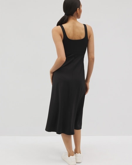 SOMA WOMEN'S LOUNGE SQUARE NECK MIDI DRESS IN BLACK SIZE MEDIUM | SOMA