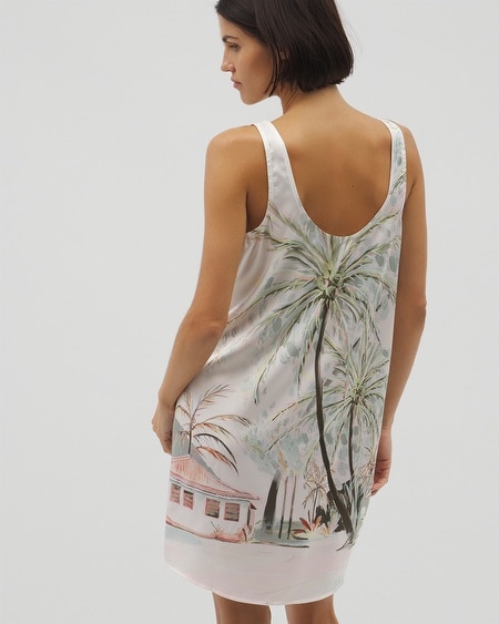 Soma Women's Satin Chemise In Ivory Size 2xl | In Tropical Escape Champagne