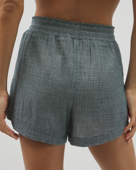 Soma Women's Cotton Gauze Pajama Shorts In Blue Size 2xl | Pajama Sets In Teal Stripe