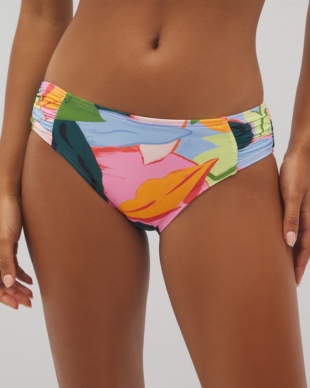 Soma Women's  Swim Rouched Bikini Bottoms In Red Size Medium In Barbados Cherry