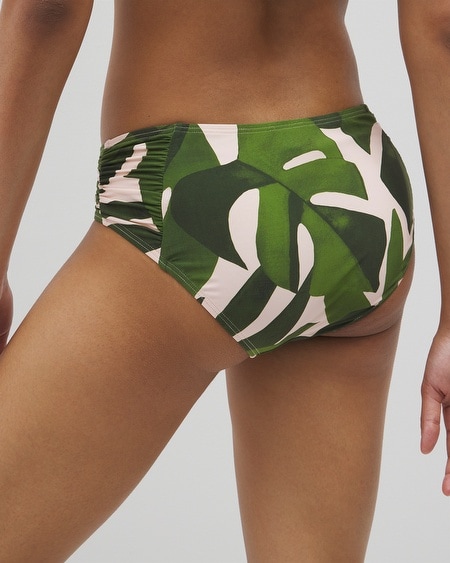 Soma Women's  Swim Rouched Bikini Bottoms In Navy Blue Size Medium In Le Tigre Tropical Navy