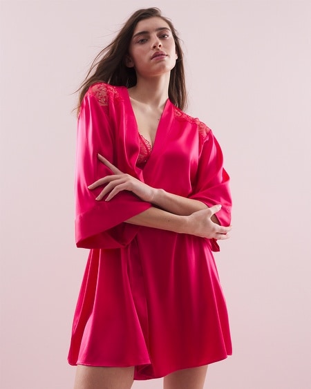 Shop Soma Women's Silk Short Robe In Pink Size 2xl |