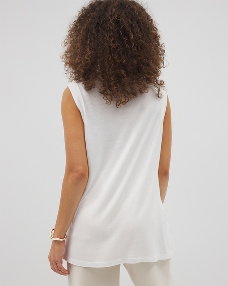 Soma Women's Rib Knit Sleeveless Top In White Size Large | In White
