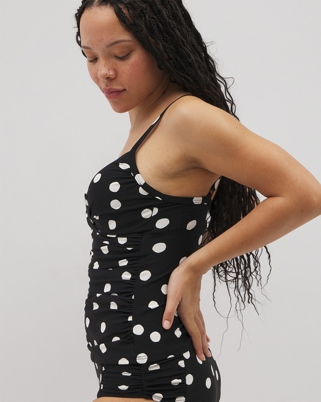 Soma Women's Swim Twist Tankini In Black Size Small In Movement Dot Mini B