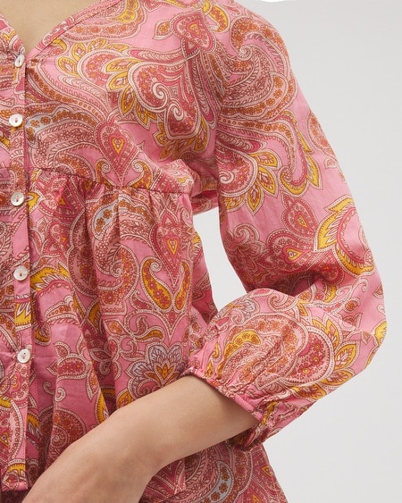 Shop Soma Women's Cotton Voile Long Sleeve Pajama Top In Pink Size Xl | Mother's Day Pajamas