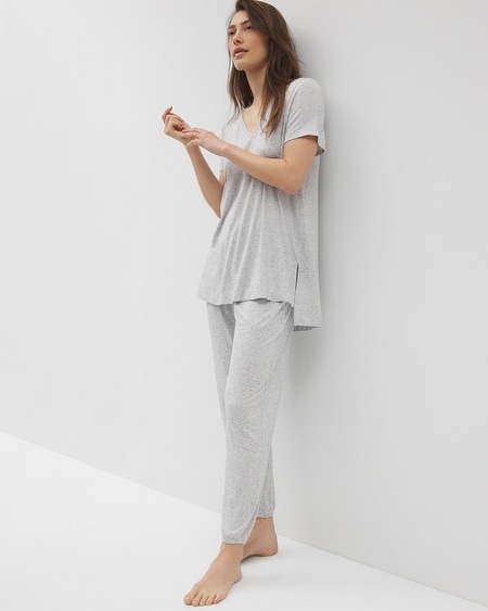 Soma Women's Cool Nights Slub Short Sleeve Tunic Pajama Tee In Ivory Size Small | Pajama Sets