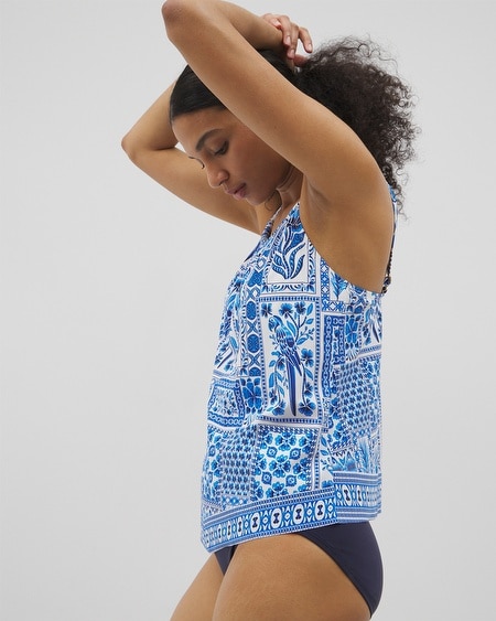 Shop Soma Women's Beyond Control Sea Life High-neck Tankini Top In White Size 16 | In White Multi