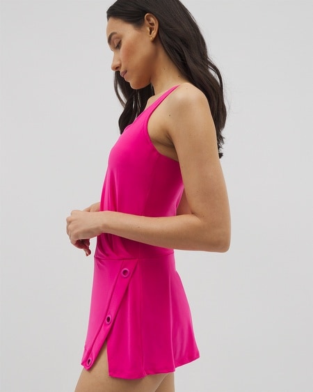 Shop Soma Women's Beyond Control Grommets Swim Dress In Red Size 6 | In Dragon Fruit